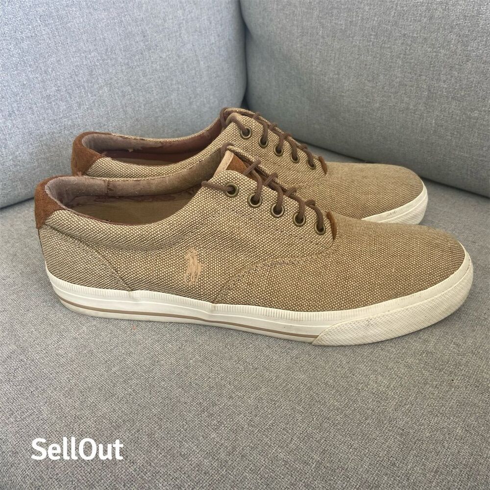 Polo Ralph Lauren Vaughn Men's Beige Sneakers Size 10 D Casual Shoes